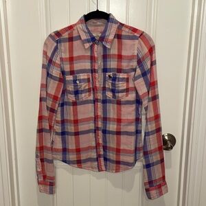 Pink and Blue Plaid Shirt